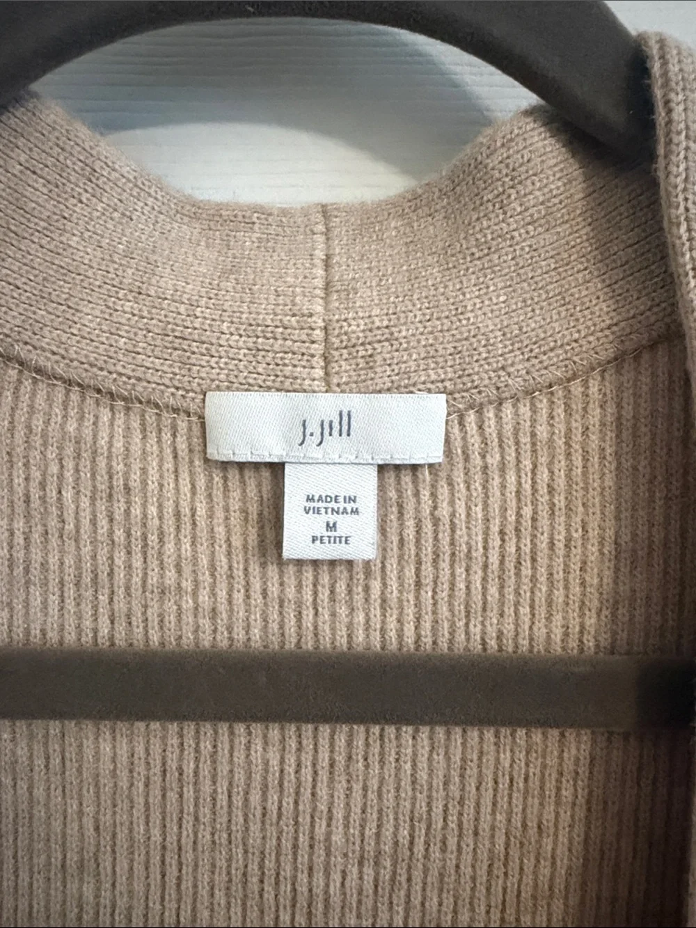 J. Jill Ribbed Gilet Cardigan Sz Medium Petite Oatmeal Cream